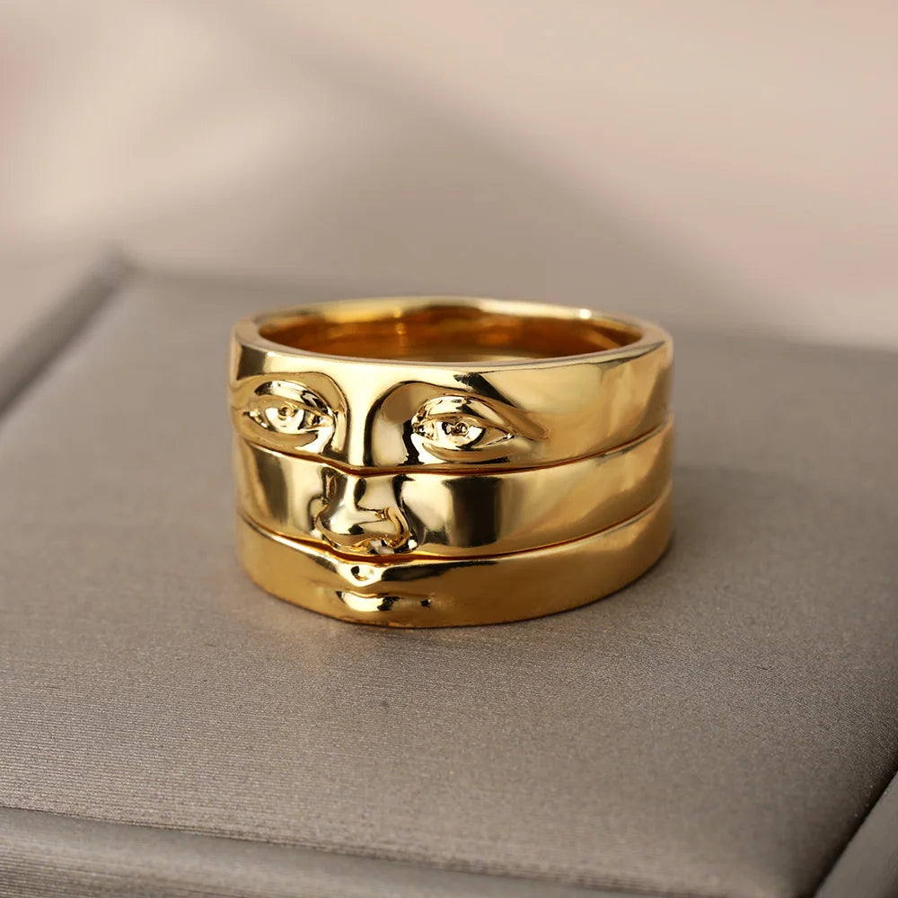Gothic Portrait Gold Color Rings For Women