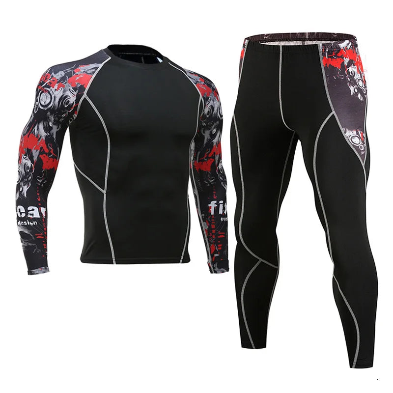 Gym Men's Running Fitness Sportswear Anti-UV Second skin Training Clothes Sports Suits