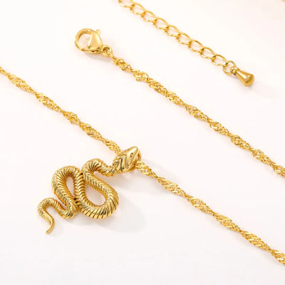 Goth Snake Pendant Necklace For Women