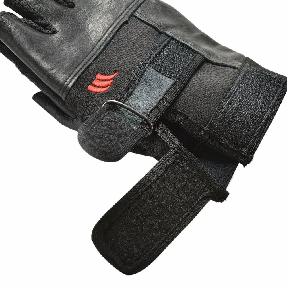 New 1Pair Men Black PU Leather Weight Lifting Gym Gloves