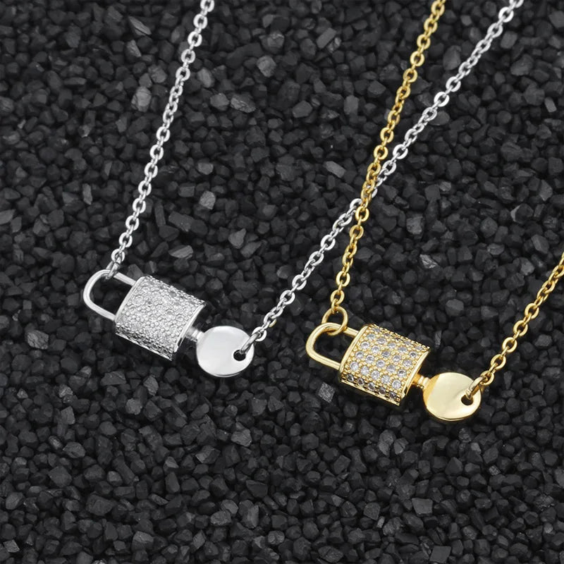 Crystal Lock Necklace For Women