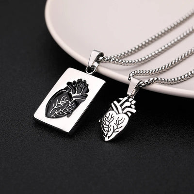 Stainless Steel Heart Necklace Women Men