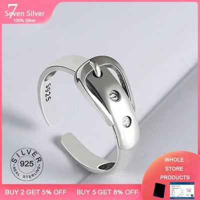 Silver Rings for Women belt shape Geometric