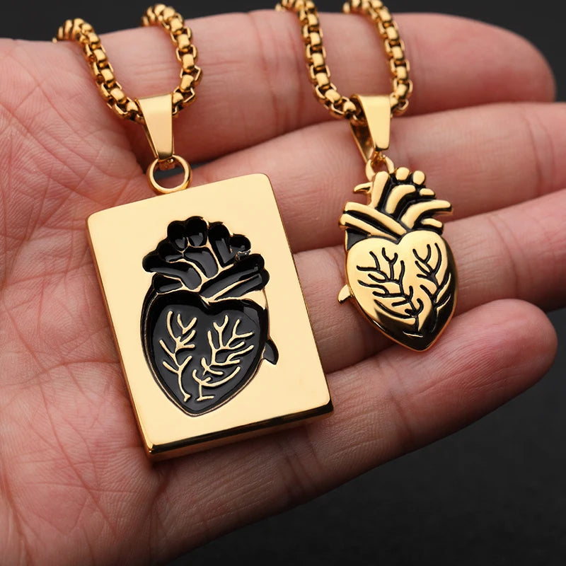 Stainless Steel Heart Necklace Women Men