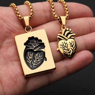 Stainless Steel Heart Necklace Women Men