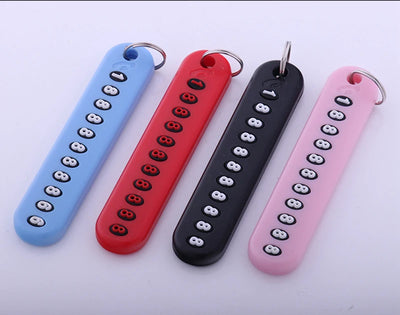 4 Colors Anti-Lost Phone Number Plate Car Keychain Pendant Auto Vehicle Card Keyring