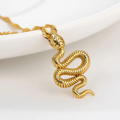 Goth Snake Pendant Necklace For Women