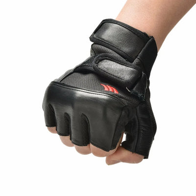 New 1Pair Men Black PU Leather Weight Lifting Gym Gloves