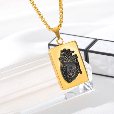 Stainless Steel Heart Necklace Women Men