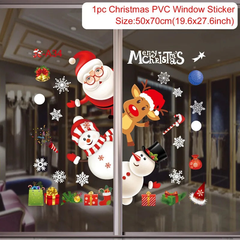 Merry Christmas Decoration for Home 2025 Wall Window Sticker