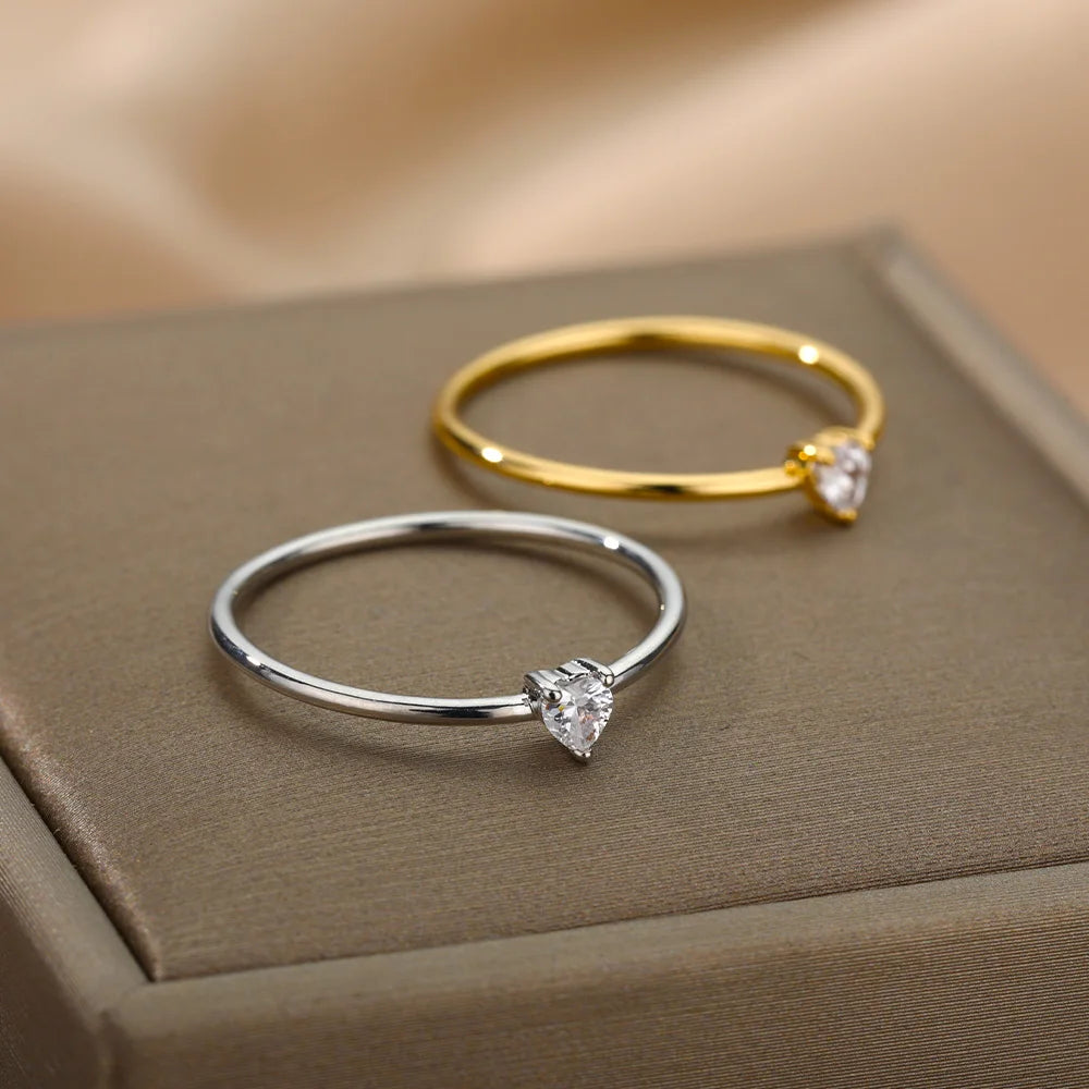 Heart Cubic Zirconia Rings For Women