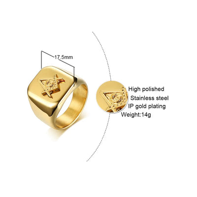 Masonic Compass Square Free Mason Ring
