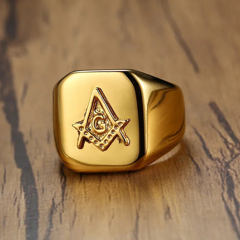 Masonic Compass Square Free Mason Ring