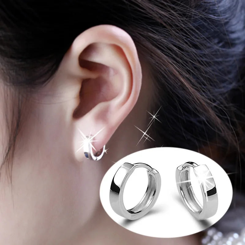 XIYANIKE Silver Color  Smooth Men And Women Models Silver earrings