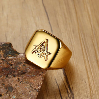 Masonic Compass Square Free Mason Ring