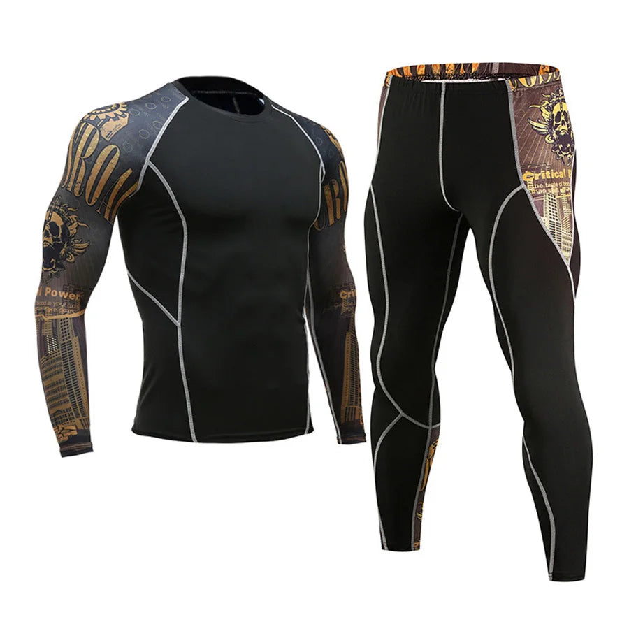 Gym Men's Running Fitness Sportswear Anti-UV Second skin Training Clothes Sports Suits