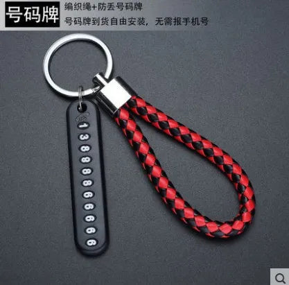 4 Colors Anti-Lost Phone Number Plate Car Keychain Pendant Auto Vehicle Card Keyring