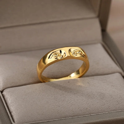 Gothic Portrait Gold Color Rings For Women