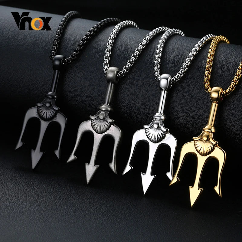 Stylish Neptune Trident Pendant Necklace