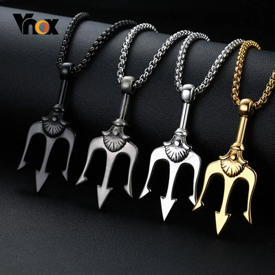 Stylish Neptune Trident Pendant Necklace