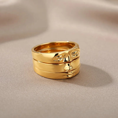 Gothic Portrait Gold Color Rings For Women
