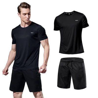 2 Pcs/Sets Men's Sportswear Gym Elastic Tracksuit