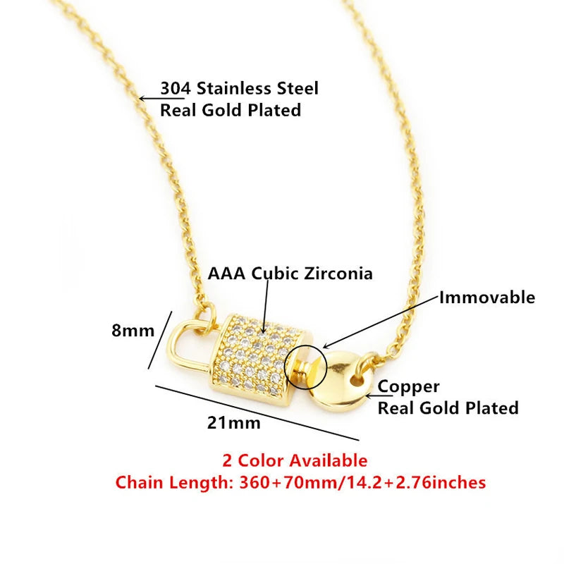 Crystal Lock Necklace For Women