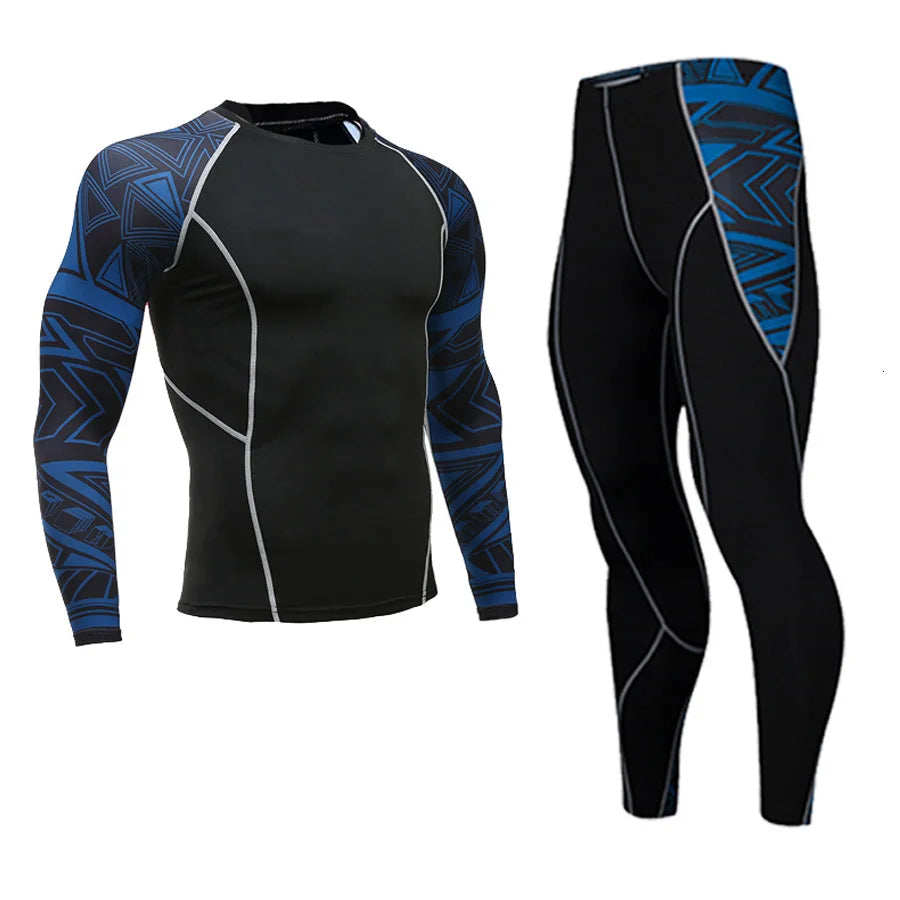 Gym Men's Running Fitness Sportswear Anti-UV Second skin Training Clothes Sports Suits