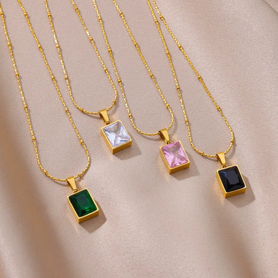 Square Zircon Necklace for Women