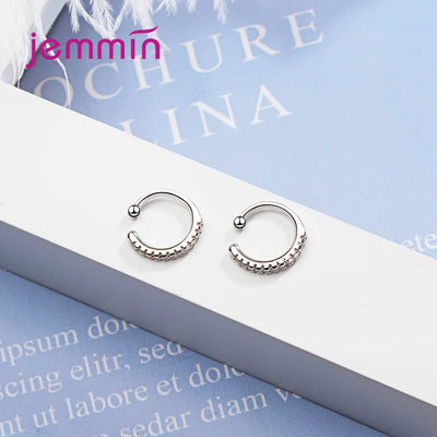 Silver  Ear Clip Fashion Jewelry Trendy Style Sparkling Cubic Zirconia