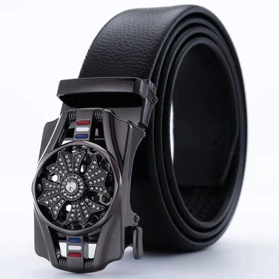 Man PU Leather Belt High Quality Men Business Belt Golden Automatic Buckle