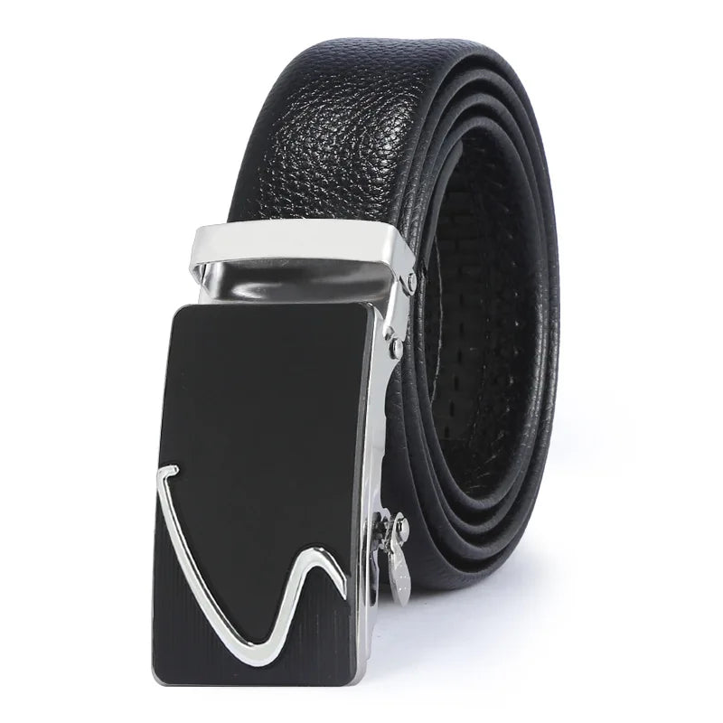 Man PU Leather Belt High Quality Men Business Belt Golden Automatic Buckle