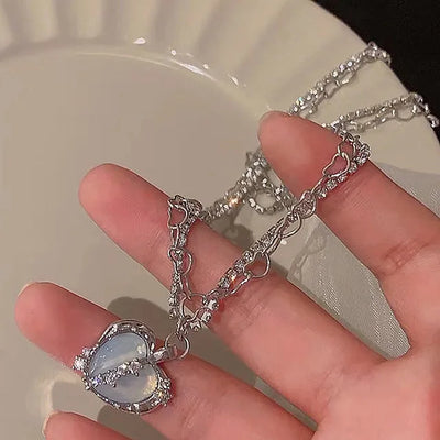 Silver Color Necklaces For Women CZ Zirconia Cross Pendant