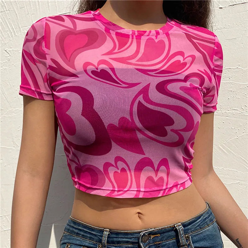 T-shirt Vrouwen Zomer Roze Hart