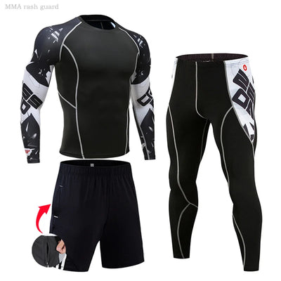 Gym Men's Running Fitness Sportswear Anti-UV Second skin Training Clothes Sports Suits