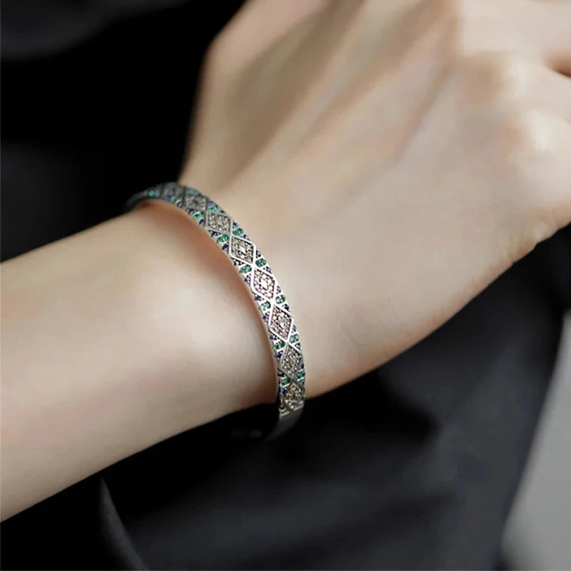 Mewanry Silver Color Sparkling Zircon Bracelet