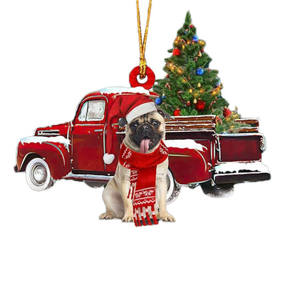 Sleeping Pug Dog Christmas Tree Car Accessories Decoration Hanging Pendants