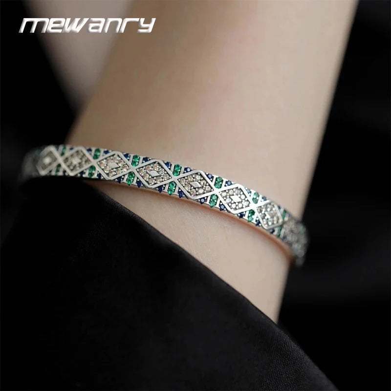 Mewanry Silver Color Sparkling Zircon Bracelet