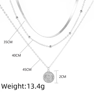 Silver Color Multi-layer Flowers Pendant Necklace