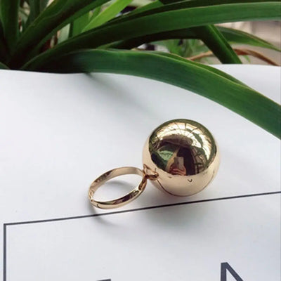 Silver Girls Personality Jewelry Opening Women Rings Female Big Metal Balls Fashion