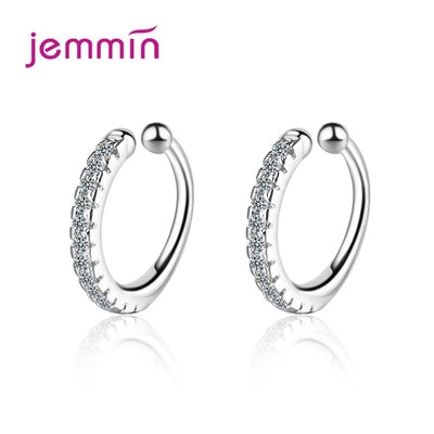 Silver  Ear Clip Fashion Jewelry Trendy Style Sparkling Cubic Zirconia