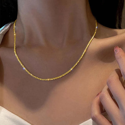 Silver Color Sparkling Necklace For Women Trendy Clavicle Chain