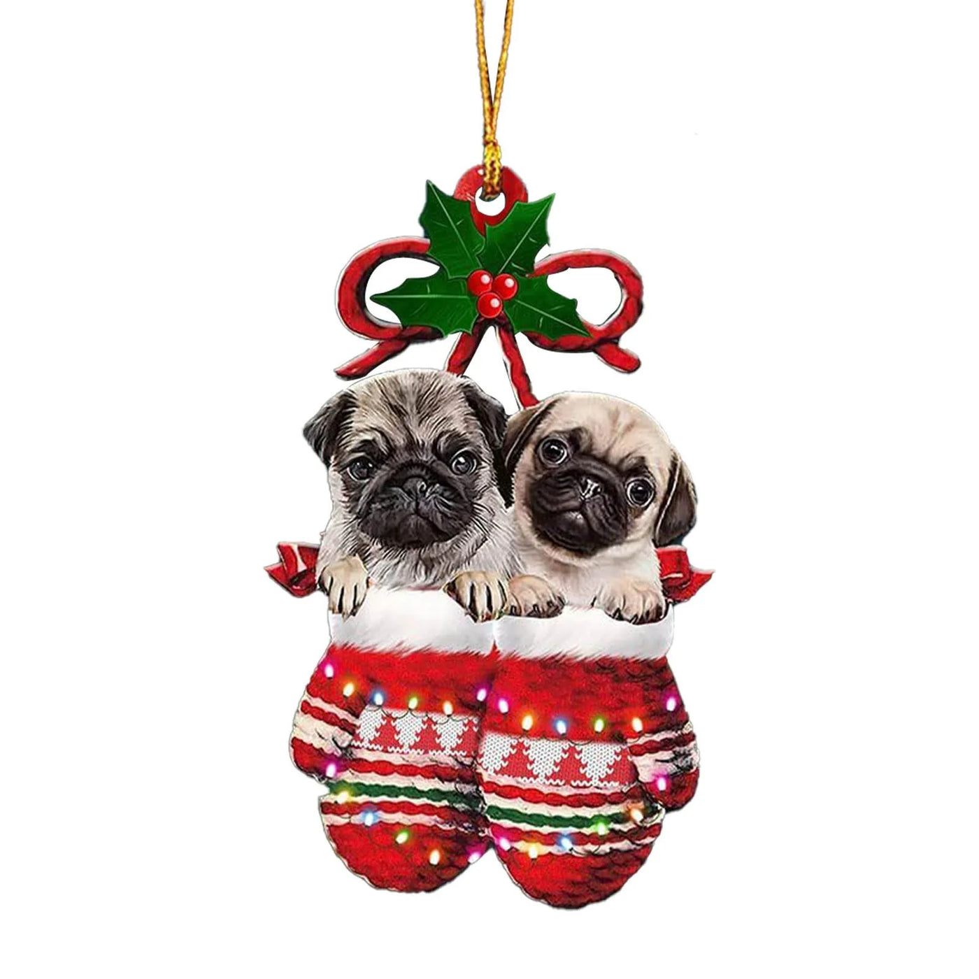 Sleeping Pug Dog Christmas Tree Car Accessories Decoration Hanging Pendants