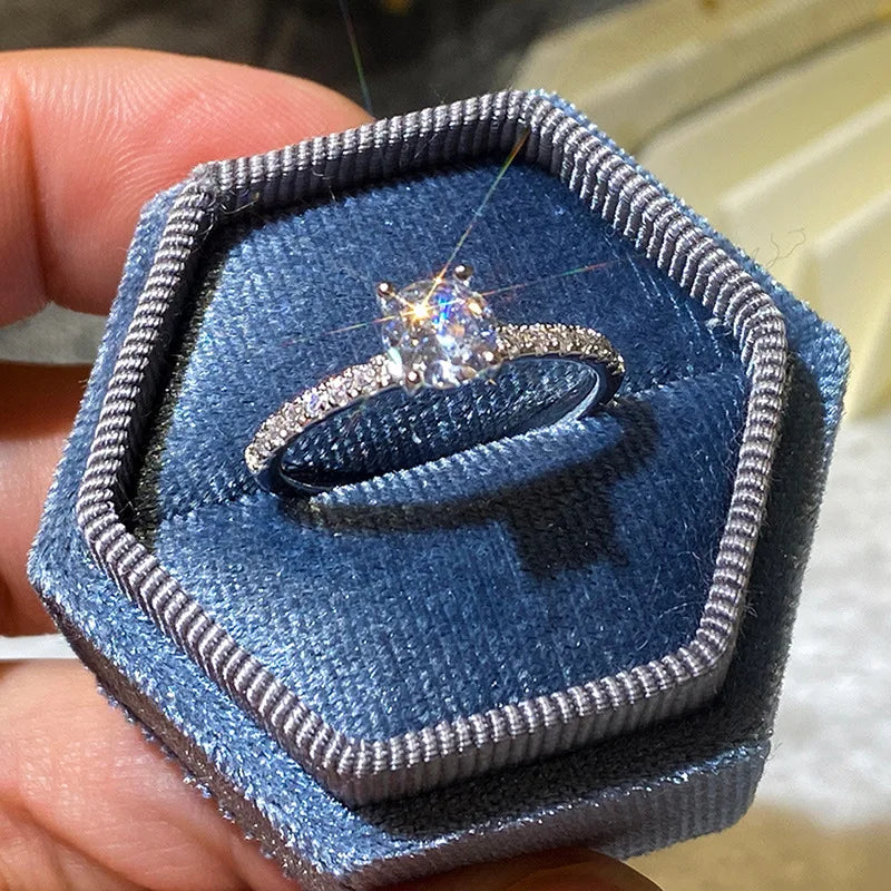 Sterling Silver Wedding Engagement Ring for Women