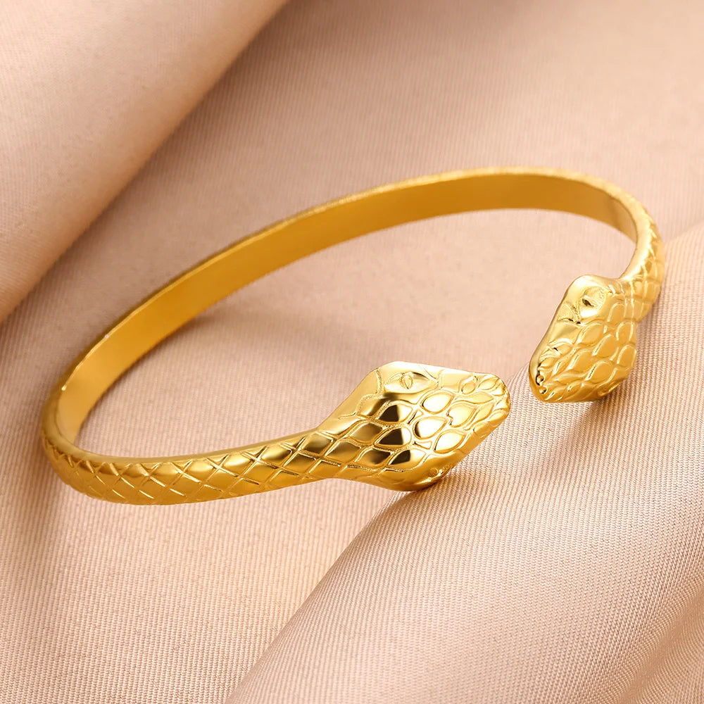 Stainless Steel Bracelets for Women Luxury Gold Color Snake Bangle