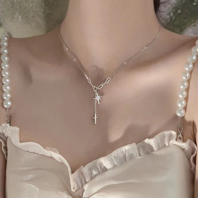 Silver Color Y Necklace For Women Fashion