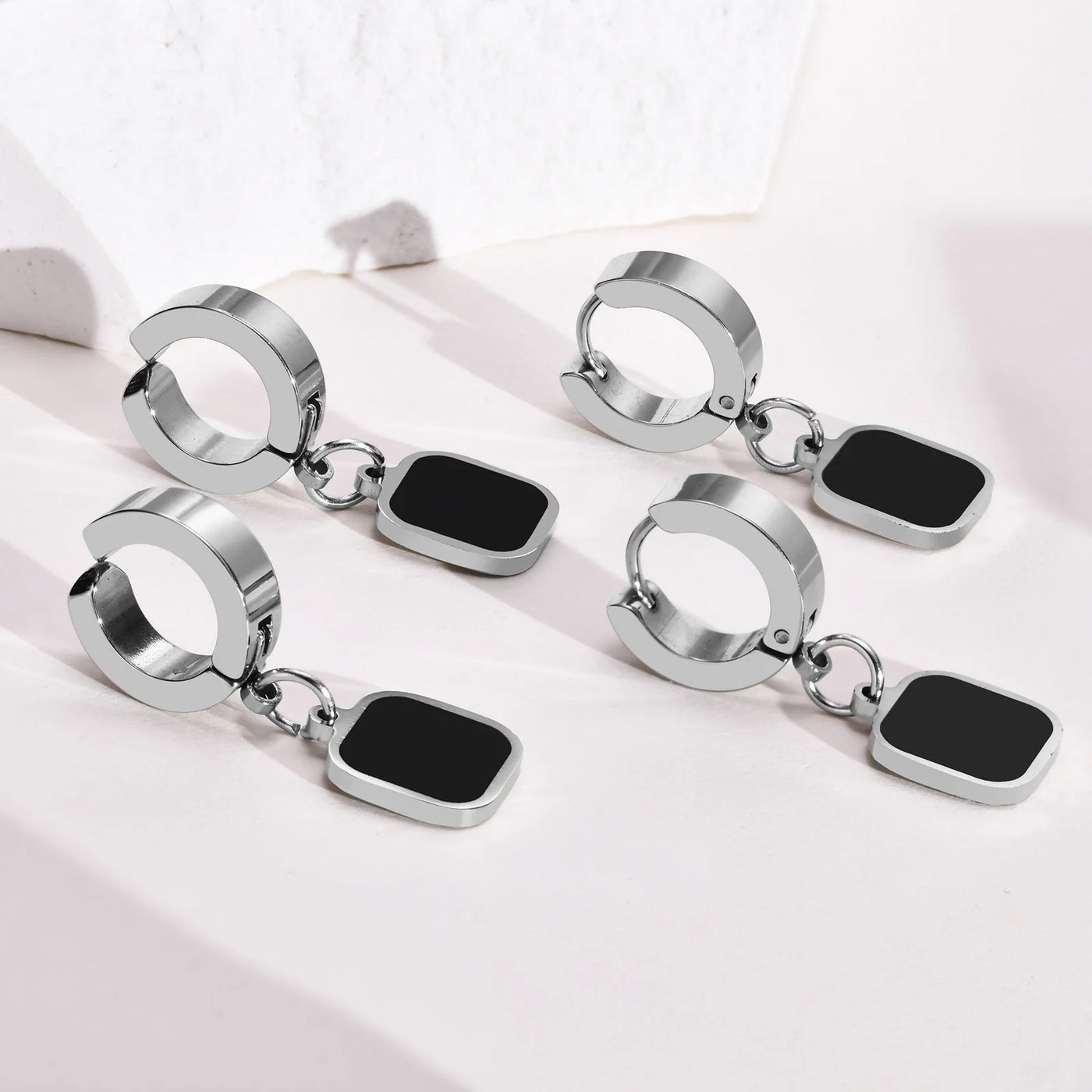 Black Square Dangle Earrings