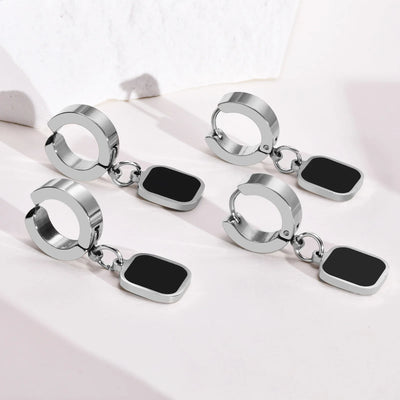 Black Square Dangle Earrings