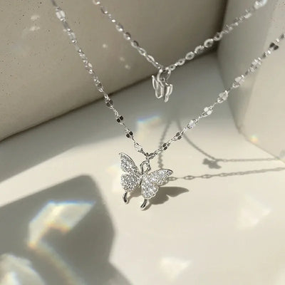 Silver Color Necklaces For Women CZ Zirconia Cross Pendant