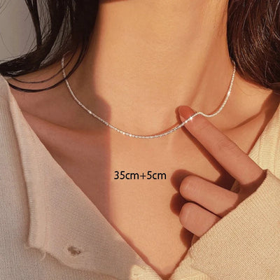 Silver Color Sparkling Necklace For Women Trendy Clavicle Chain